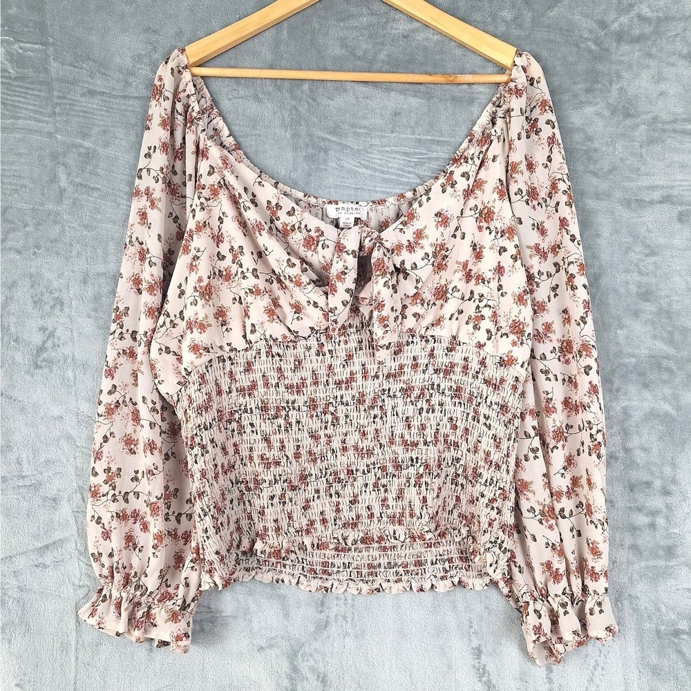 Womens Top 3X Boho‎ Babydoll Romantic Floral Milkmaid Smocked Coquette Peasant